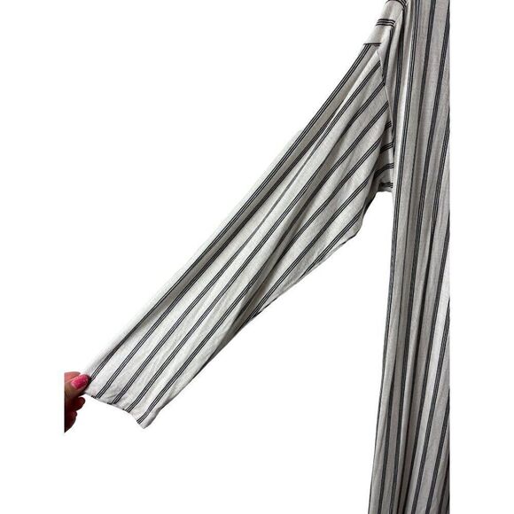 Soma Cool Nights Pajama Long Wrap Heritage Stripe Ivory XS Rayon Stretchy Kimono - Picture 7 of 9